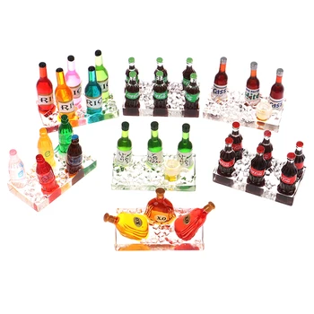 

1:12 Dollhouse Miniature Accessories Mini Wine Bottle Set with Box Simulation Drinks Model Toys for Doll House Decoration