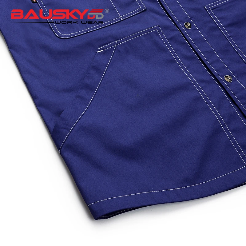 B230 workwear mens work shirts blue short sleeved shirts breathable safety working clothes with big pockets free shipping