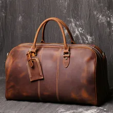 Мужская винтажная дорожная сумка crazy horse из натуральной кожи, большая дорожная сумка из воловьей кожи, большая сумка-мессенджер