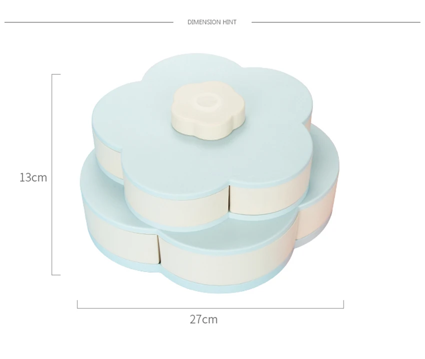Креативная двухслойная вращающаяся коробка для хранения цветочный дизайн пластиковая коробка для конфет для закусок корзина для фруктов Свадебные украшения Органайзер