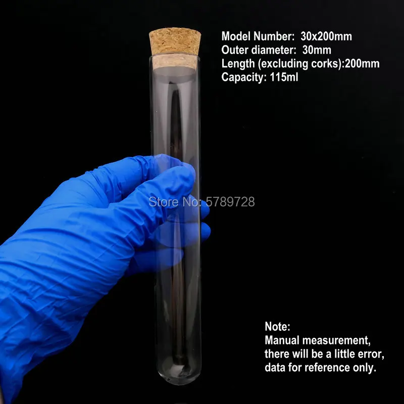 5pcs 10pcs Outside diameter 30mm glass round bottom test tube with cork stopper Thickened flat - mouth lab glassware