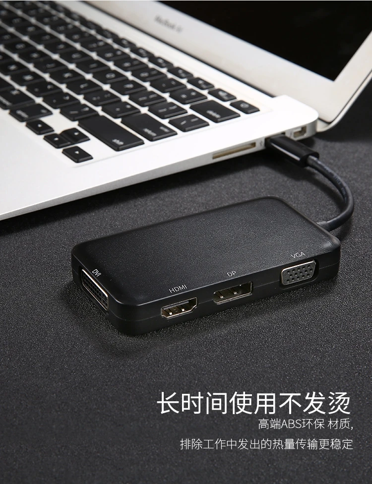 Тип-c к HDMI+ VGA+ DVI+ DP 4-в-1 конвертер usb-c для док-станции MacBook