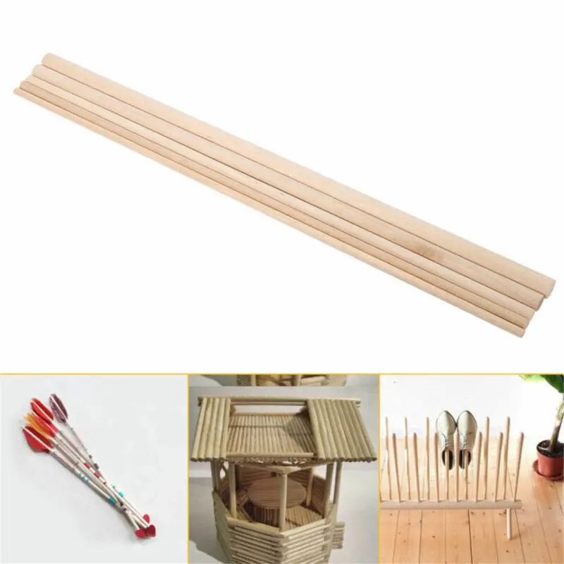 Zerodis 10 Bastoncini Di Legno Duro Fai Da Te | Tondini In Betulla Bianca Da 30 Cm | Diametri Da 4 A 10 Mm | Ideali Per Artigianato, Modellismo, Mescolatori E Giardinaggio
