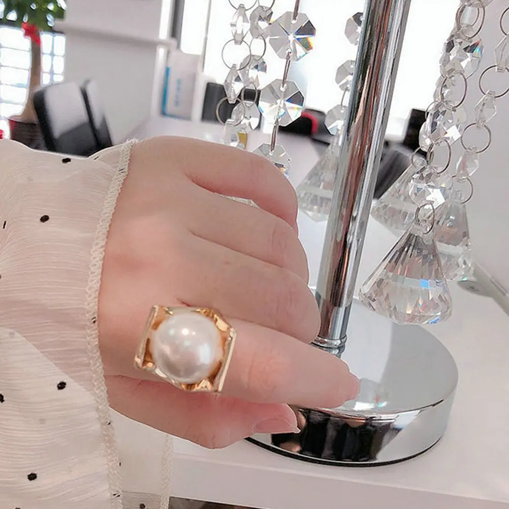 Новое Ювелирное кольцо из сплава большое кольцо с белым жемчугом модное индивидуальное кольцо ювелирные изделия для женщин вечерние ювелирные изделия Аксессуары Лучший подарок
