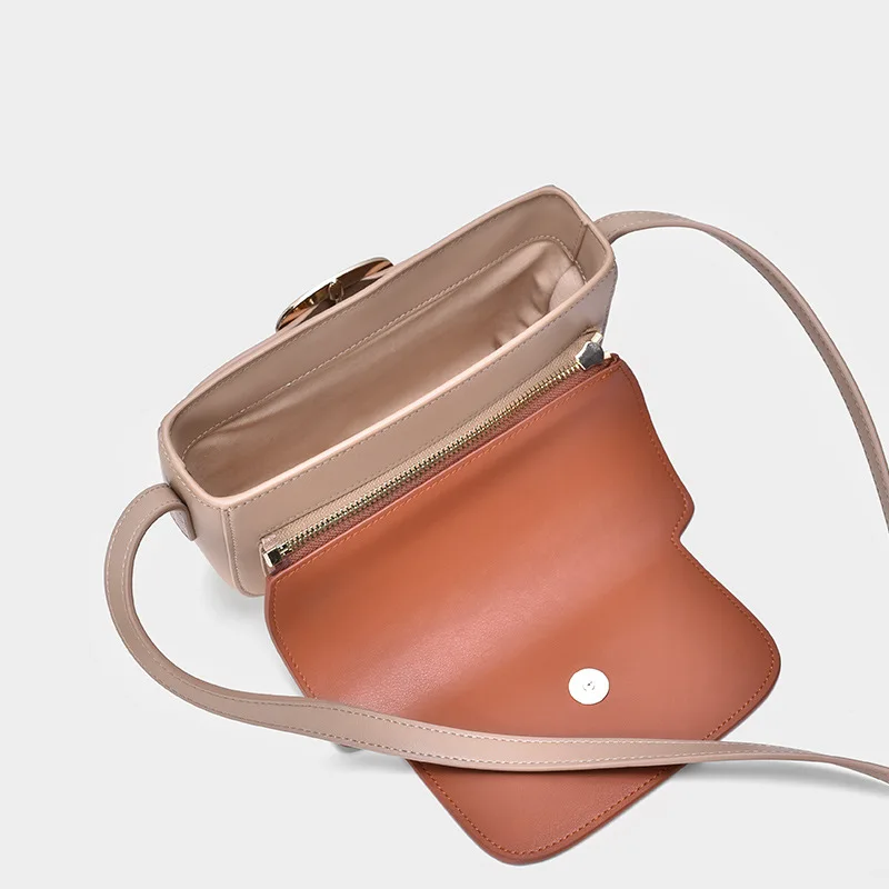 

2019 Autumn New Style Semi-Circular Saddle Bag Women's Contrast Color Series Small CK Leather Messenger Bag Fashion Cowhide Shou