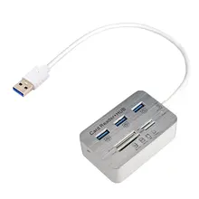 USB 3,0 док-станция USB 3,0 высокое Скорость 7 в 1 устройство для чтения карт памяти флеш адаптером MS/M2/TF адаптер зарядное устройство с 3 usb-портами для разветвитель комбо из алюминиевого сплава