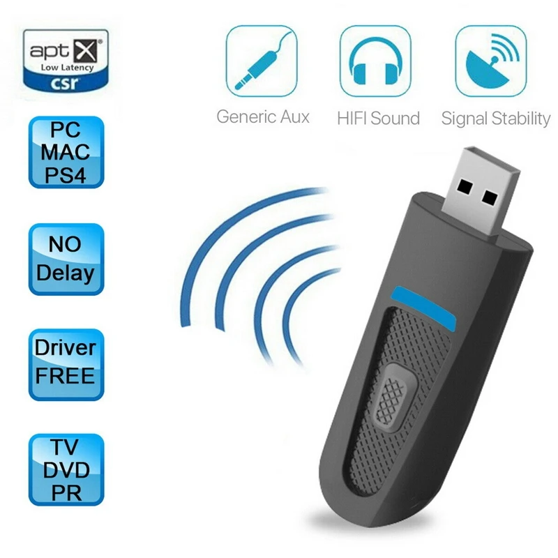 Bluetooth 5,0 USB аудио передатчик APTX LL 3,5 мм AUX RCA беспроводной адаптер для PS4 PC tv