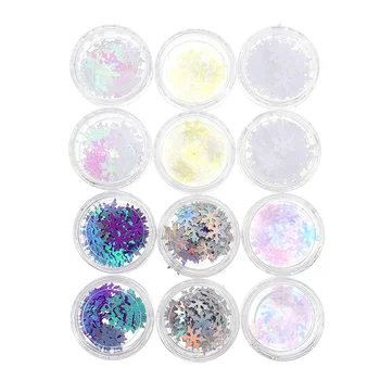 

12 Boxes Snowflake Manicure Sequin Unique Stylish Creative Exquisite Fashion Women Nail Art Nail Art Supplies Nail Art Glitter N