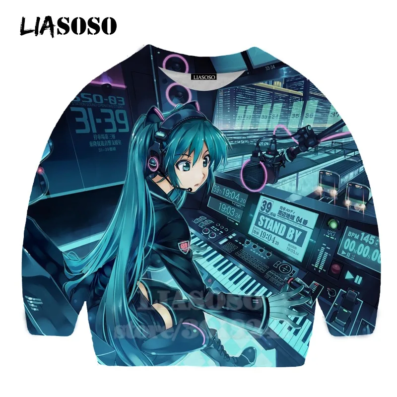 12 LIASOSO детей толстовки 3D принт аниме девочка Hatsune Толстовка Miku в уличном стиле для детей в стиле хип-хоп для мальчиков и девочек; Верхняя детская одежда свитер для подростков B174-1 - Цвет: 12