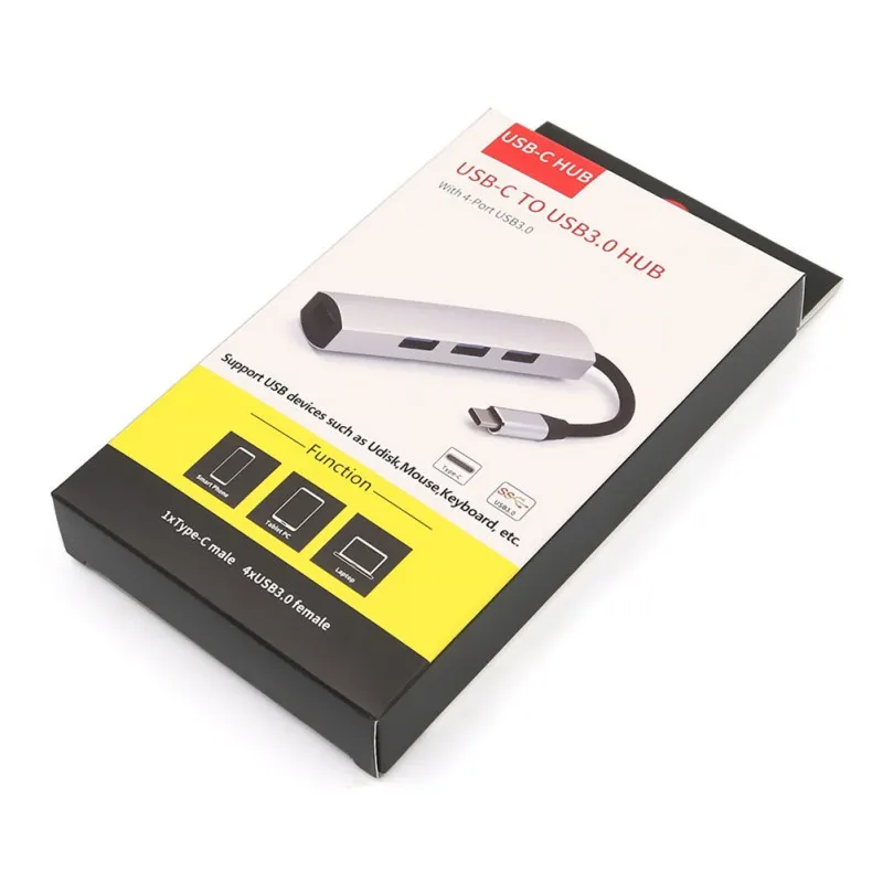 4 портовый ультра тонкий usb концентратор для компьютера/мобильного телефона