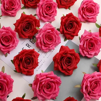 

20/50pcs Rose Artificial Flower head for wedding party background home Decoration DIY Valentine's Day Rose silk Flowers 8.5cm