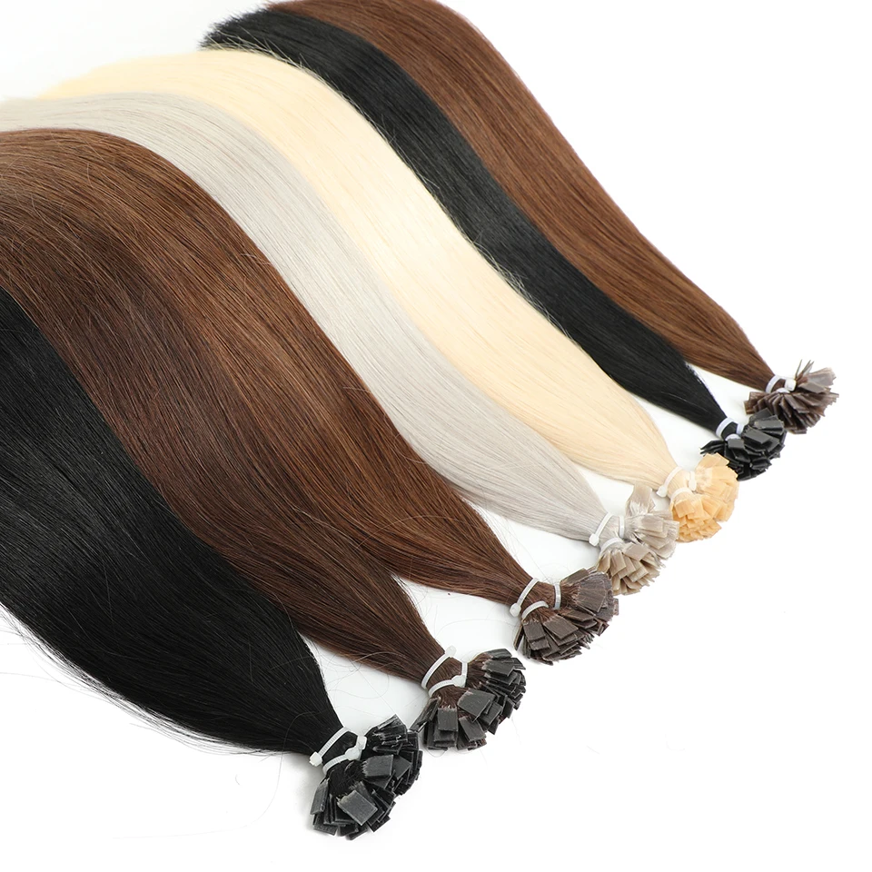 

MRSHAIR Pre Bonded Flat Tip Hair Extensions 14" 18" Machine Remy Hair Straight Capsules Keratin Fusion Hair Blonde