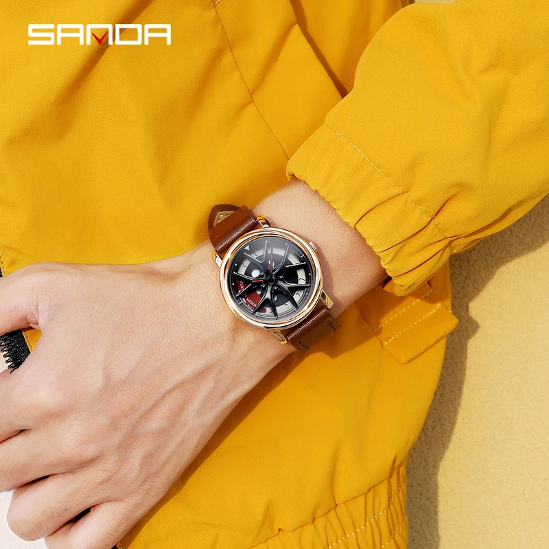 SANDA Time to Run, вращающиеся часы для мужчин, модные мужские часы, креативные студенческие спортивные часы с кожаным ремешком, Reloj Hombre