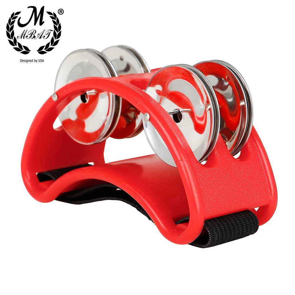 Foot Tambourine Metal Jingle Bell Portable Percussion Instrument Box Drum Companion Musical Toys Rainbow colors cymbals M MBAT