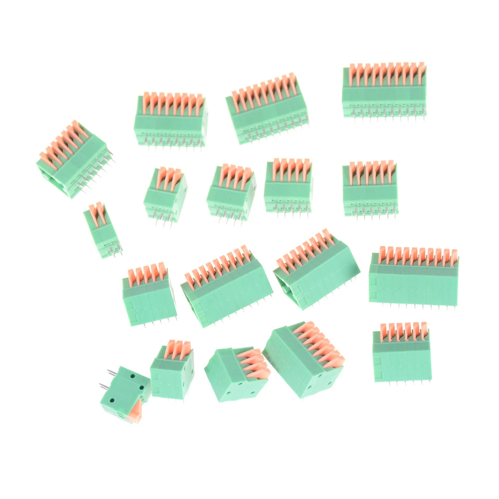 5 шт. Весна Screless Медь зеленый клеммный блок KF141R KF141V 2 54 мм шаг PCB прямое стопы