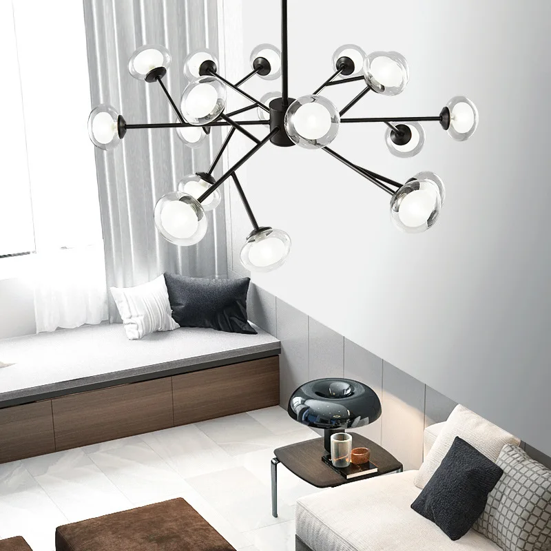

Nordic Glass LED Chandelier Living Room Lamp Modern Minimalist Living Room Dining Room Bedroom Hotel Room Chandeliers