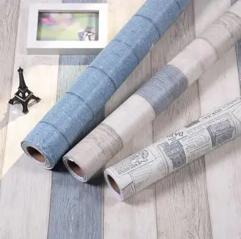 

Wood grain waterproof self-adhesive wallpaper bedroom wallpaper Mediterranean Dormitory wardrobe furniture renovation sticker