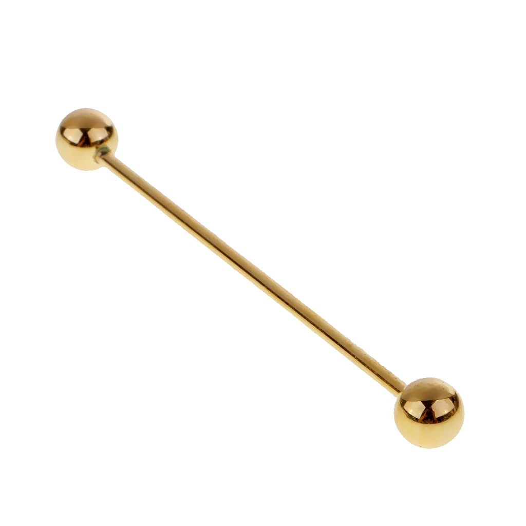 2 Pieces Gold Tone Pin Round Barbell Collar Tie Clip Bar Necktie Tie Pin Barbell Screw On End