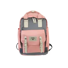 Сумка из узорчатой ткани пончик Harajuku рюкзак Для женщин в Корейском стиле с контрастной Цвет ученические парусиновые школьная сумка большой Ёмкость компьютер B