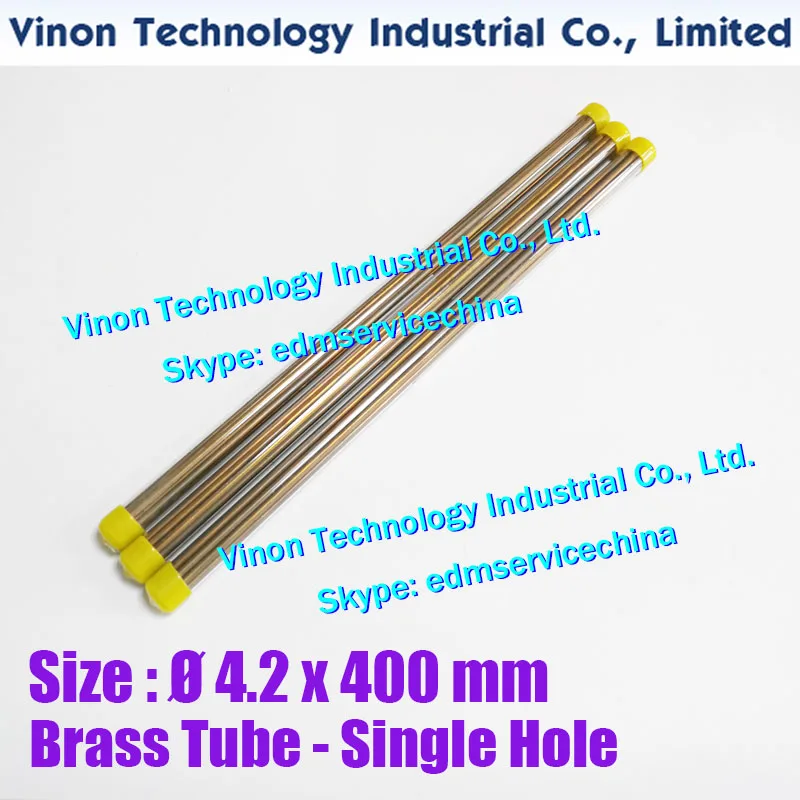 (30PCS/LOT) 4.2x400MM Brass Tube Single Hole type, EDM Brass Tubing  Electrode Single Channel Dia. 4.2mm 400mm Long for DRILL EDM