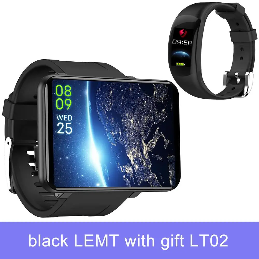 LEMFO LEMT 4G Смарт часы gps 2,86 дюймов Большой экран Android 7,1 3G ram 32G rom LTE 4G Sim камера wifi сердечный ритм для мужчин и женщин - Цвет: black with LT02