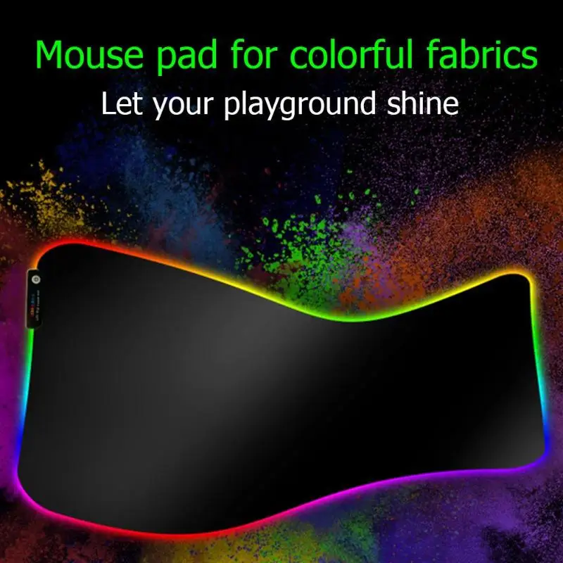 RGB светящийся негабаритный игровой коврик для мыши USB Красочный светящийся компьютерный коврик для клавиатуры Нажмите 3 секунды светильник, чтобы включить и выключить