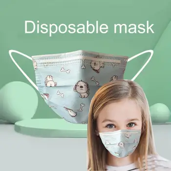 

10Pcs Kids Cartoon Print Dust Proof Anti Haze Droplet 3 Layer Meltblown Mask Safety Mask fast shipments