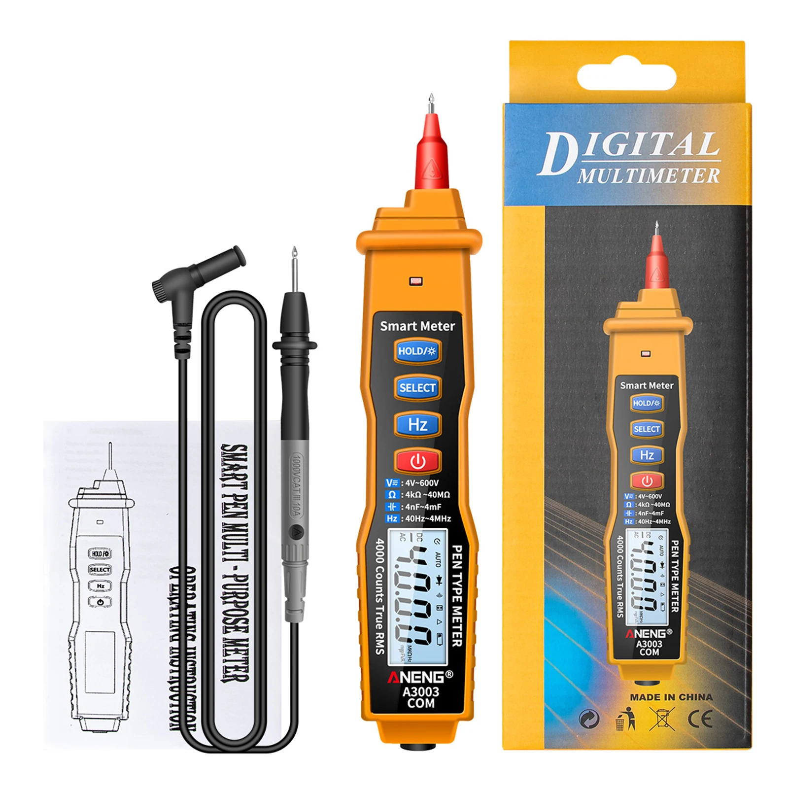 ANENG A3003 Digital Multimeter Pen Multimeter NCV AC/DC Voltmeter Ohmmeter Resistance Capacitance Frequanecy Live Line Test