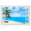 Sea view creative wall art mural Beach Palm Tree 3d fake window vinyl stickers home decoration scenery poster wallpaper 90*60cm ► Photo 2/6