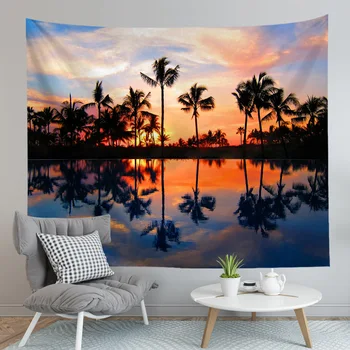 

Coconut Tree Tapestry Summer Seaside Printing Home Wall Decoration Tropical Plants Wall Hanging for Dorm Room Xmas Beach Throw
