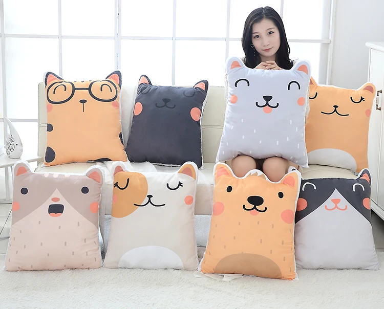 50 см печать кошка подушка мультфильм животное двойная печать Лежанка для котиков диван Отдых Подушка Кукла-подружка детская игрушка