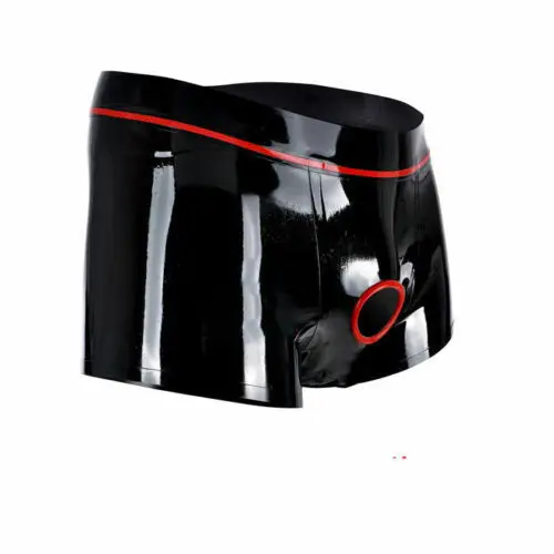 

Men's Latex Boxer With Trims Ring Hole Latex Lingerie Boxers Shorts