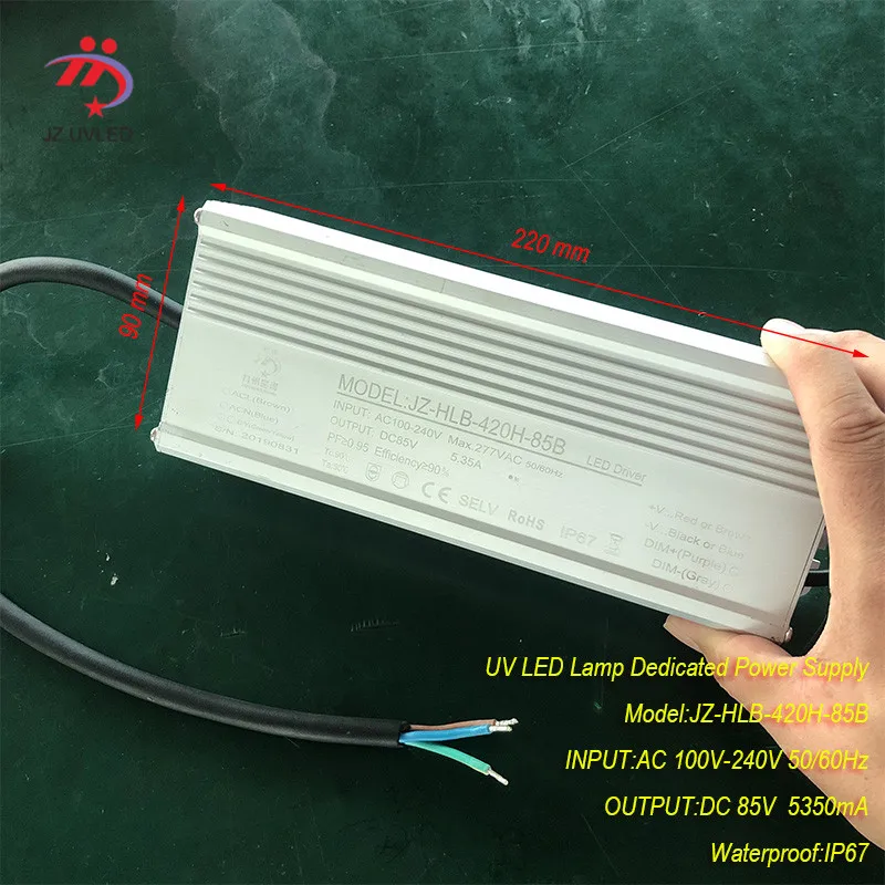 5.35A 420W IP67 Waterproof Constant Current Source For UV LED Module Gel Curing Lamps INPUT AC 100V-240V OUTPUT DC 85 V 5350 Ma