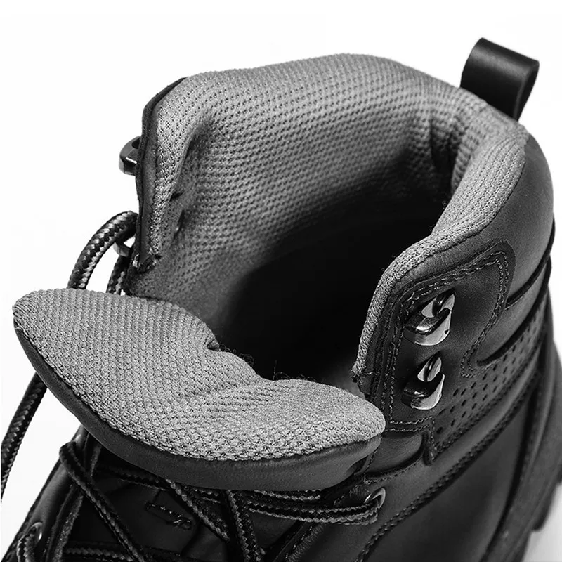 Мужской военный армейский ботинок из натуральной кожи в винтажном стиле, водонепроницаемая защитная обувь на шнуровке, черные армейские ботильоны для мужчин 5