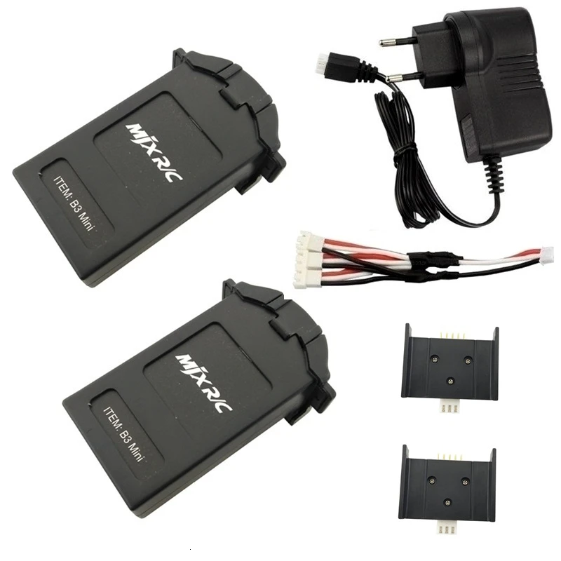 Аккумулятор и зарядное устройство для MJX B3 MINI 7,4 V 850Mah 45C Lipo батарея для MJX Bugs 3 MINI RC дроны вертолет запчасти - Цвет: Черный