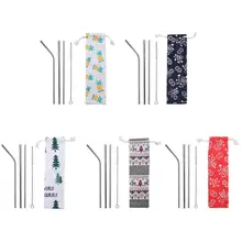 5 шт Многоразовые нержавеющей стали питьевой соломы+ очиститель кисти кофе тройник инструмент