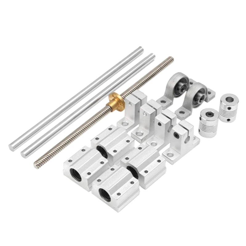 

15Pcs 400Mm Optical Axis Guide Bearing Housings Linear Rail Shaft Support Screws Set