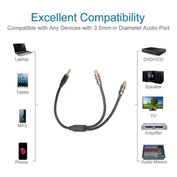 

New 3.5 Mm To 2RCA Cable Gold-Plated 3.5mm Male To 2 RCA Female Stereo Audio Adapter Extension Cable