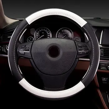 

Sport Leather Car Steering Wheel Cover Fashion Patchwork Universal Car Steering Wheel Cover Car Interior Accessories