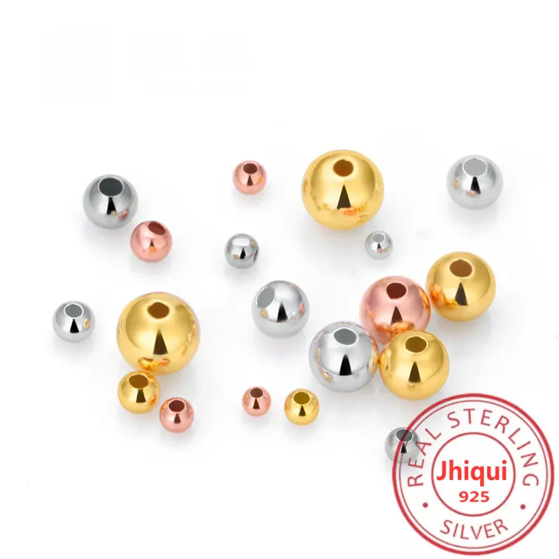 

925 Sterling Silver Spacer Loose Beads for Diy Bracelet Necklace Fine Jewelry Making Findings&Components