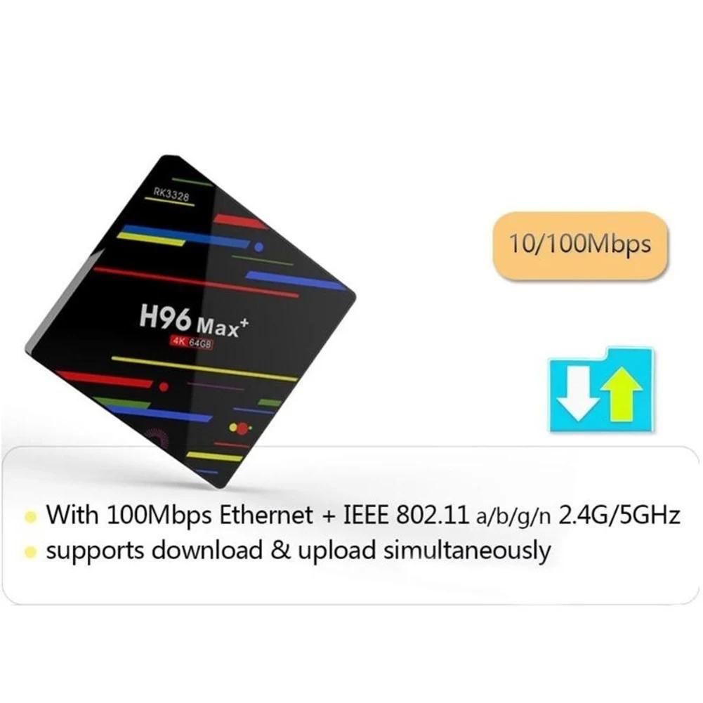 H96 Max 4+ 64 ГБ четырехъядерный 2,4G WiFi ТВ приставка телеприставка медиаплеер для Android 8,1