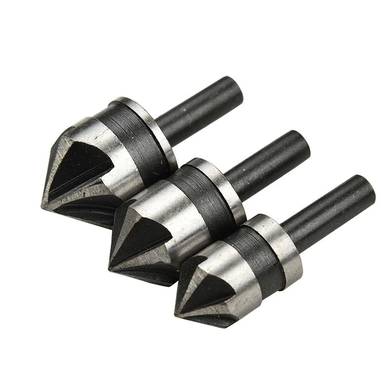 3Pcs/set 90 Degree 1/4 Hex Shank Countersink Drill Bit 5 Flute 12-19mm Woodworking Chamfer Counter Sink Chamfering Debur Too | Инструменты