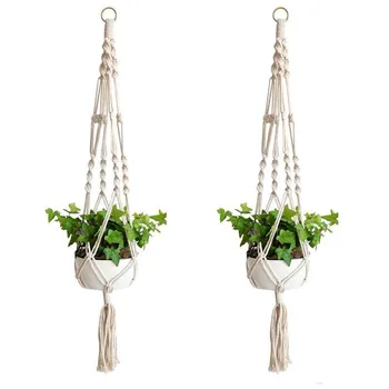 

Plant Hanger Hook Flower Pot Handmade Knitting Natural Fine Cordage Planter Holder Basket Home Garden Balcony Decoration