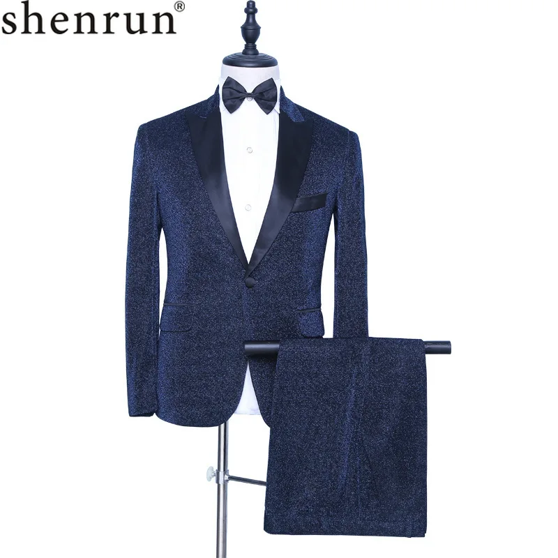 

Shenrun мужской синий Модный смокинг приталенный пиджак жениха брюки певица барабанщик хост деловые вечерние костюмы на выпускной костюмы для ночного клуба