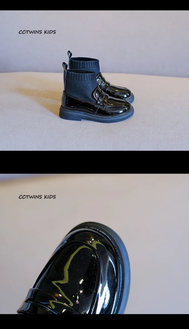 CCTWINS/детская обувь; коллекция года; зимние модные короткие ботинки для девочек; Детские слипоны из искусственной кожи; детские черные теплые ботинки для малышей; FB1800