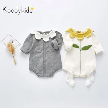 

Koodykids 2020 Spring Autumn Baby Girl Knitted Bodysuits Knitting Rompers Baby Girl Toddlers Girl Spring Jumpersuits Clothes