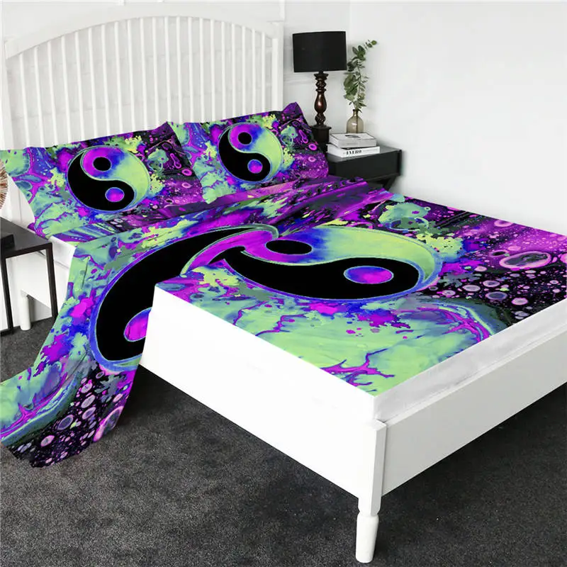 Jasper Yin Yang Chaos by Brizbazaar постельное белье красочный череп плоский лист галактика Мандала Готический Комплект постельного белья с наволочкой Вселенная постельные принадлежности 4 шт - Цвет: Jasper Yin Yang