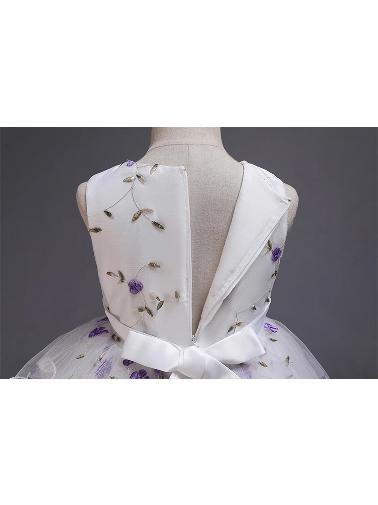Skyyue/Пышное Платье для девочек, Appliquie, с цветочной вышивкой, фатиновые Платья с цветочным узором для девочек на свадьбу, с круглым вырезом