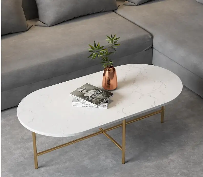 Marble coffee table simple modern side small apartment living room tea table light luxury coffee set furniture round coffe