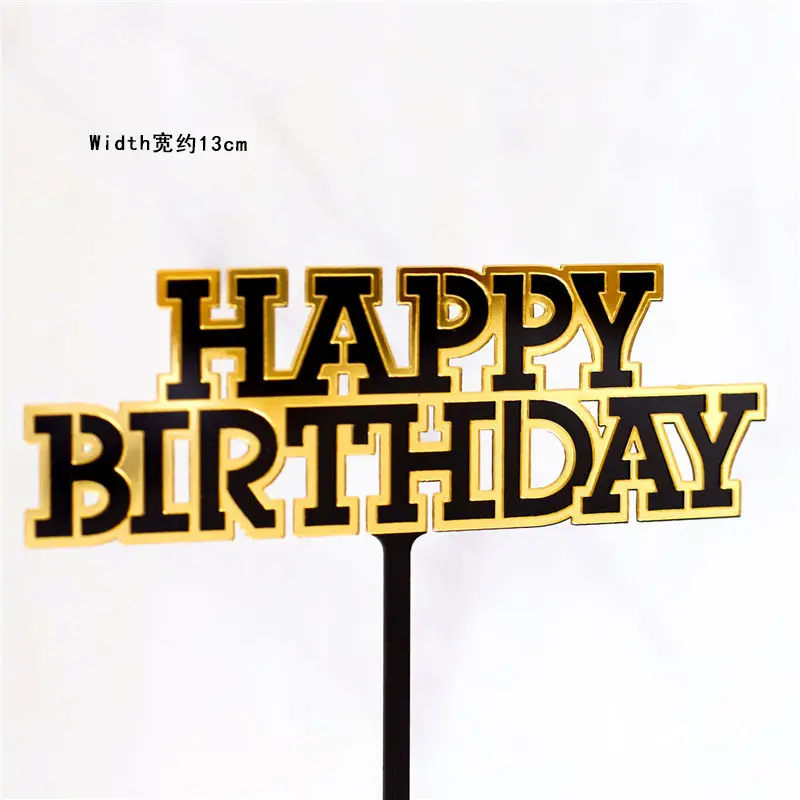 2pc birthday B Акриловый золотой галстук в форме сердца свадебный Топпер для торта «С Днем Рождения» для выпечки вечерние украшения подарок для любви - Цвет: 2pc birthday B